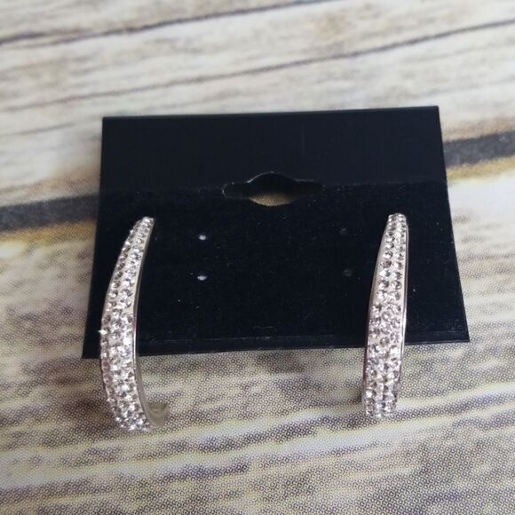 RHINESTONE SEMI HOOPS - Picture 4 of 5